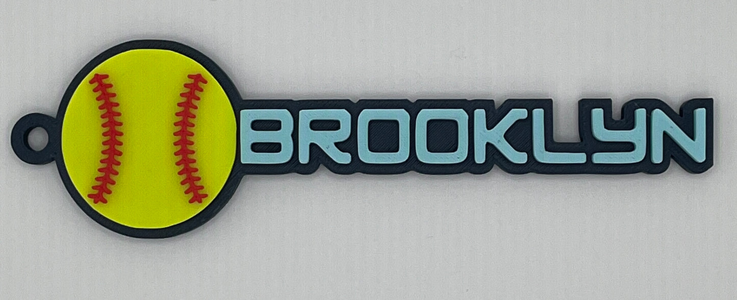 Softball Name Keychains