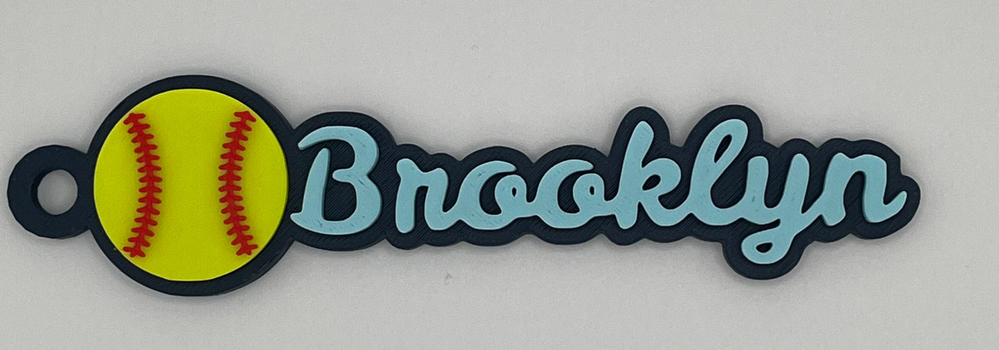 Softball Name Keychains