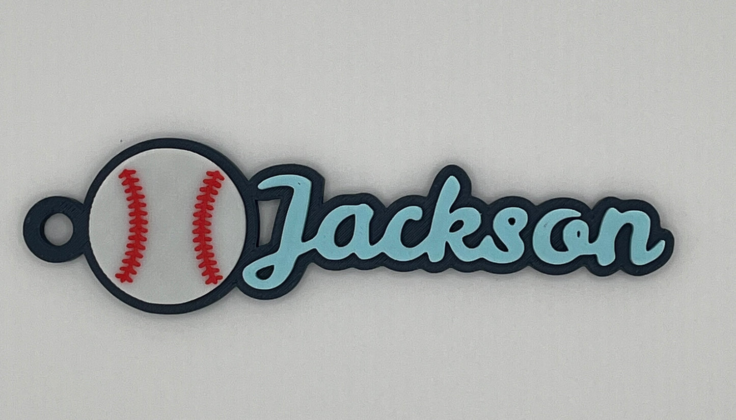 Baseball Name Keychain